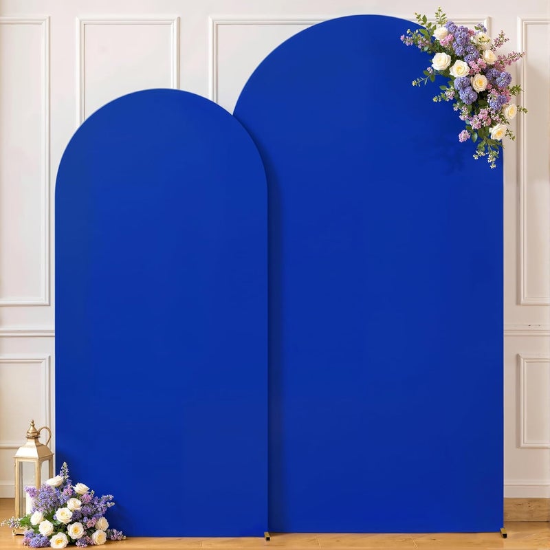 Suppromo Royal Blue Arch Cover 2 Set-7.2FT, 6FT Arch Backdrop Cover Spandex Fitted Birthday Party Arch Stand Covers Stretchy Backdrop for Baby Shower Bridal Shower Wedding Ceremony Banquet Photo Background - Image 5